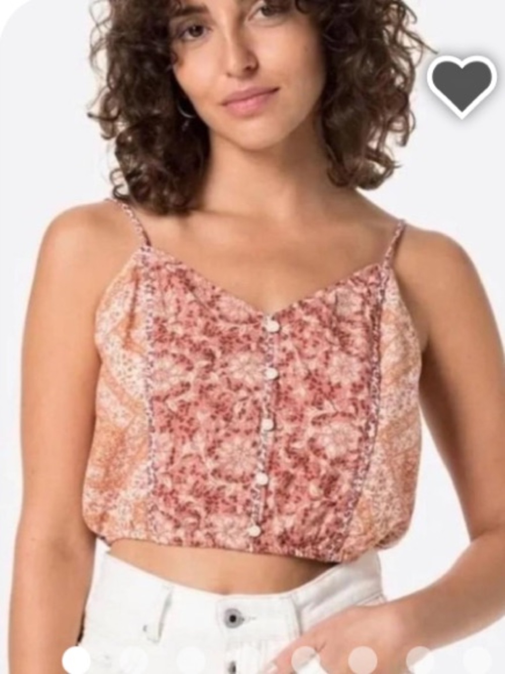 American Eagle Outfitters Pink Orange Floral Button-Front Cami